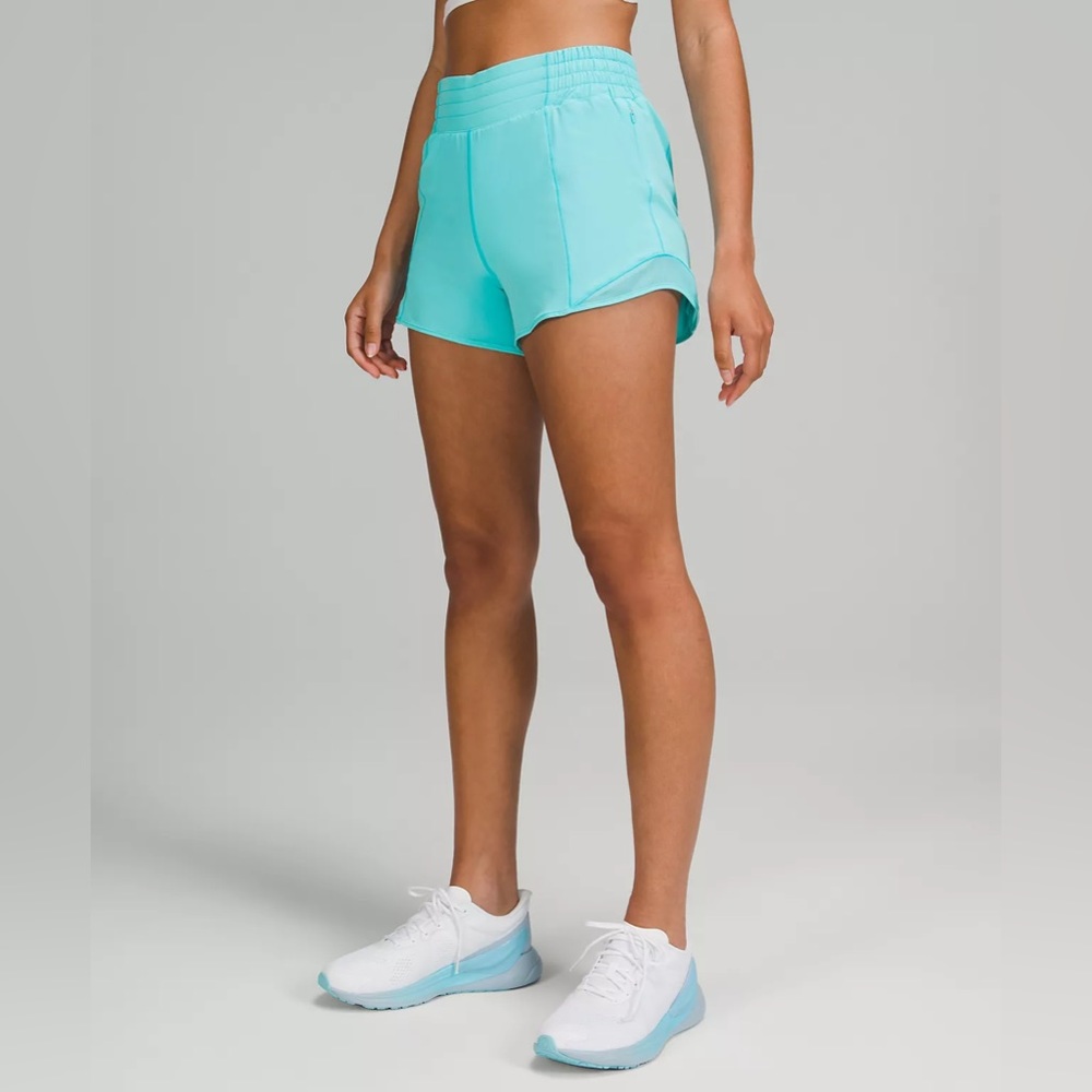 Hotty Hot High-Rise Lined Short 4" in Electric Turquoise